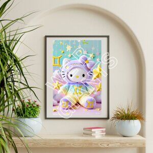 Zodiac Sign Gemini Hello Kitty Art Poster 11X17